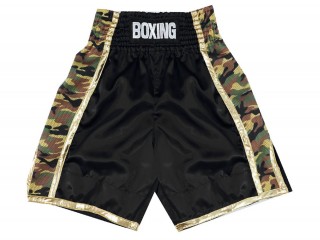 Personalized Black Boxing Shorts, Boxing Pants : KNBSH-034-Black